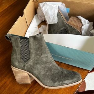 Toms Olive Suede Booties